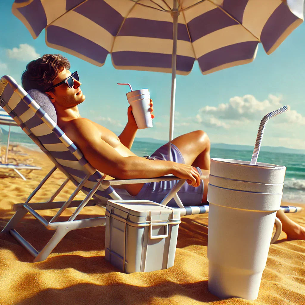 Person on beach with Legal 7OH Lean Syrup Showcasing What it Does to You